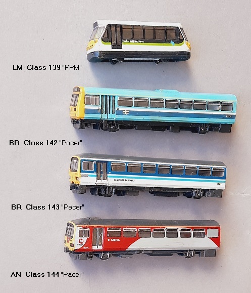 LM Class 139 (´PPM´),  BR Class 142 (´Pacer)´,  BR Class 143 (´Pacer´),  AN Class 144 (´Pacer´)