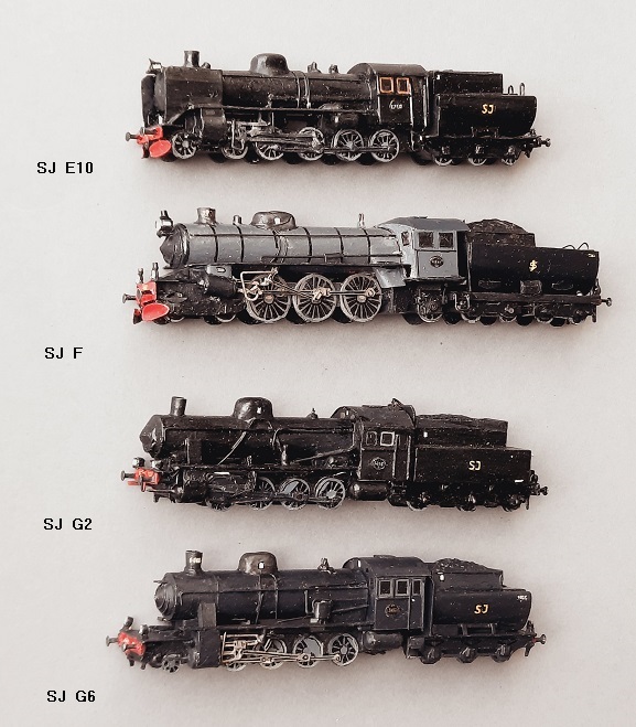 Steam loco´s (from 1900):   SJ E10,   SJ F,   SJ G2,   SJ G6
