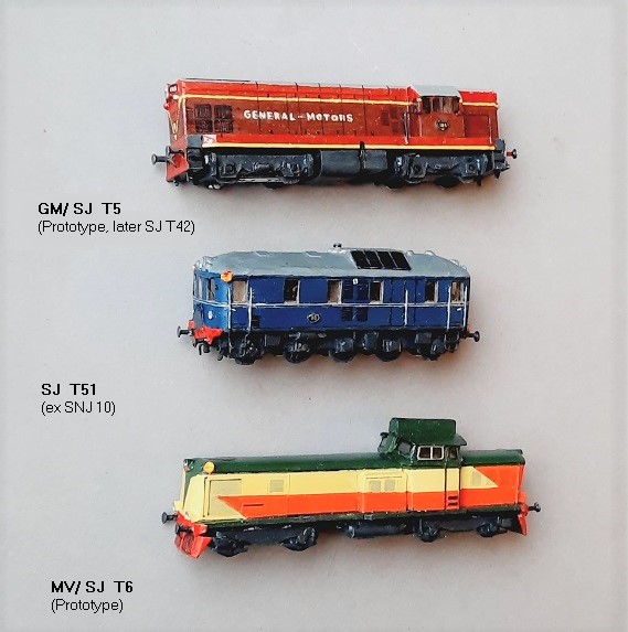 GM/ SJ T5 (demo loco),  SJ T51,   MV/ SJ T6