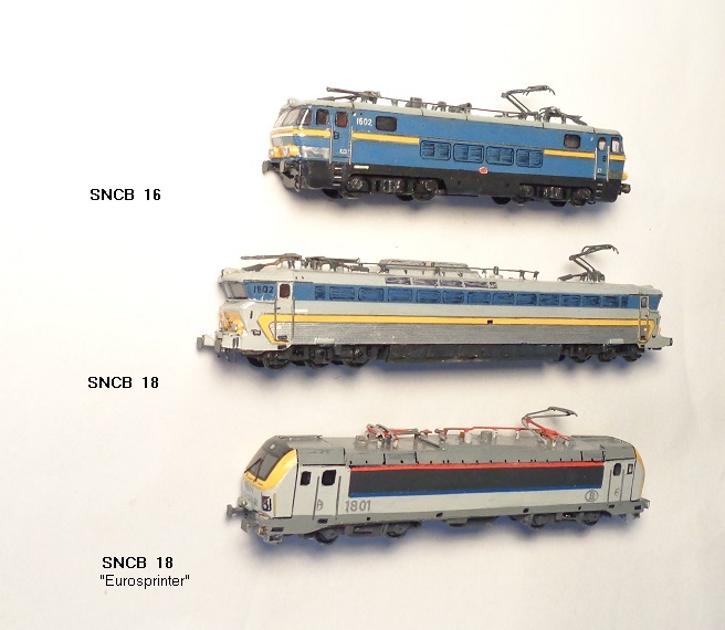 SNCB 16,   SNCB 18,  SNCB 18 (Siemens Eurosprinter)