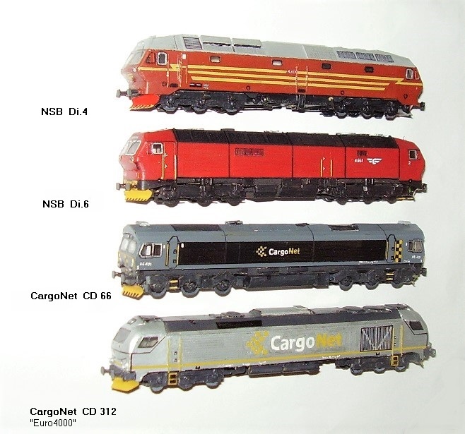NSB Di.4,  NSB Di.6,  CargoNet CD 66,  CargoNet  CD 312
