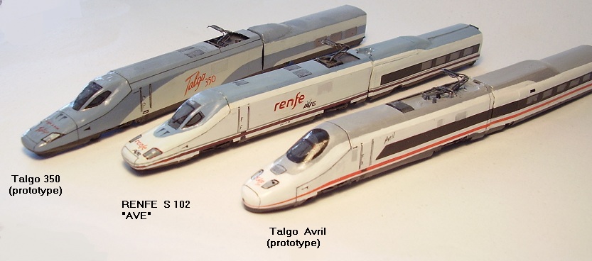 Talgo 350 (prototyp),  RENFE  S 102,  Talgo Avril (prototyp)