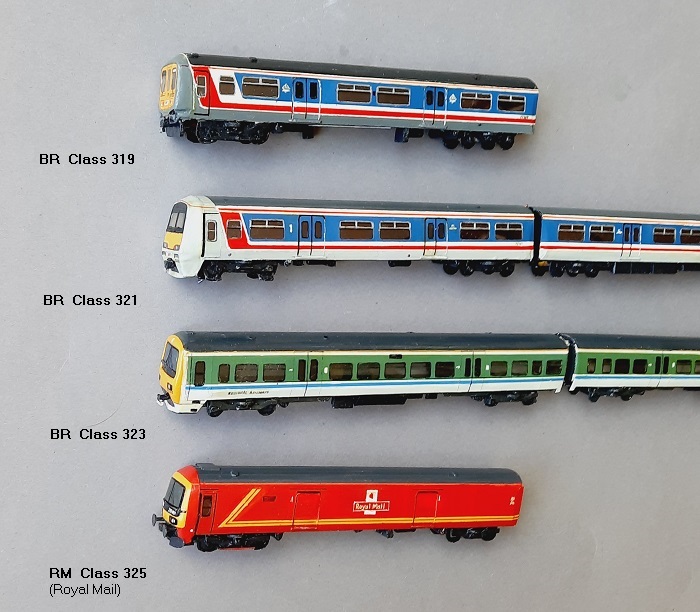 BR Class 319,  BR Class 321,  BR Class 323,  RM Class 325 (Royal Mail)