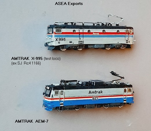 ASEA exporter: AMTRAK X-995,  AMTRAK AEM-7