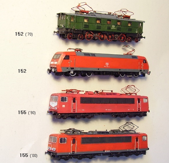 DB 152 (gamla),  DB 152 (nya),  DB 155