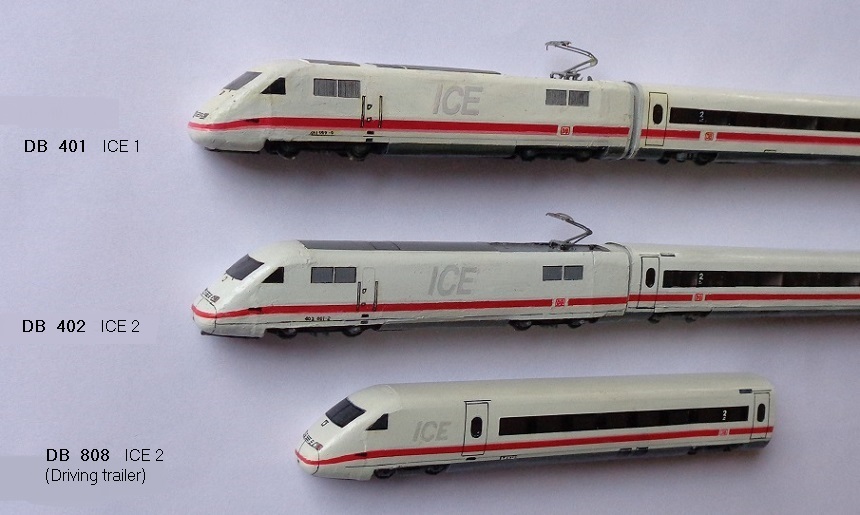 DB 401 (ICE 1),  DB 402 (ICE 2),  DB 808 (ICE 2 manövervagn)